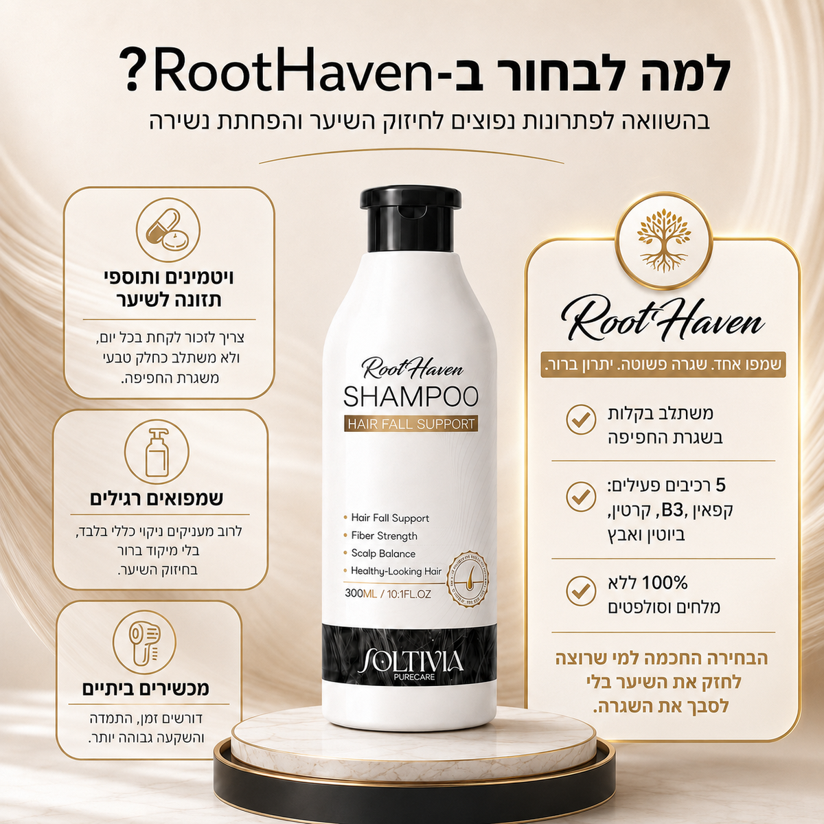 ™RootHaven - שמפו להפחתת נשירה וחיזוק השיער